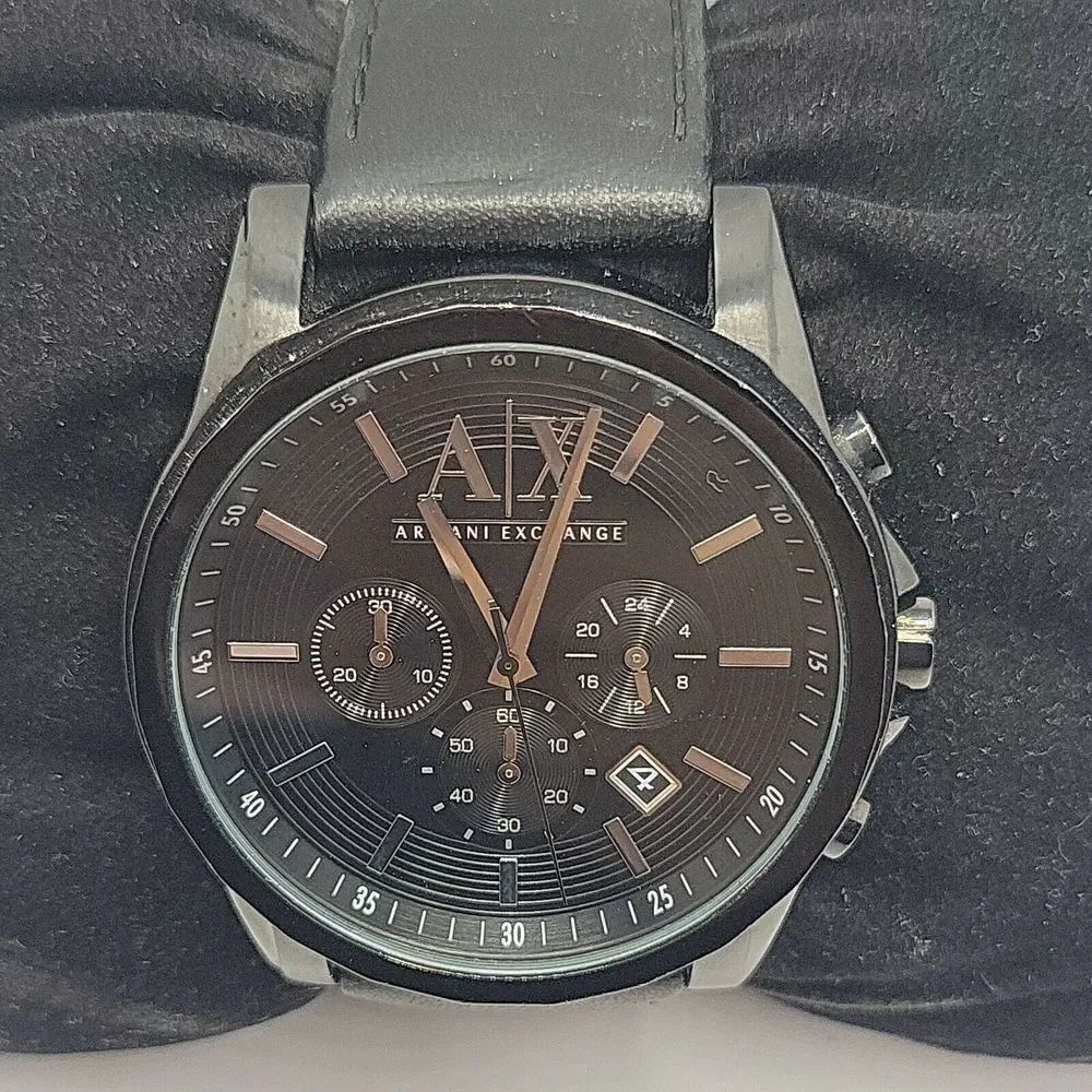 Armani Exchange AX2098 Men's Black Leather Analog Dial Quartz Wrist Watch BC462